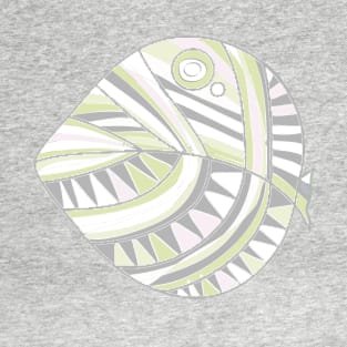 Mazipoodles New Fish Head Leaf White Gray Green Distressed T-Shirt